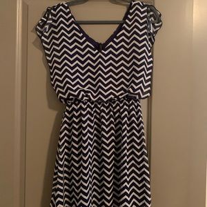 blue and white chevron dress